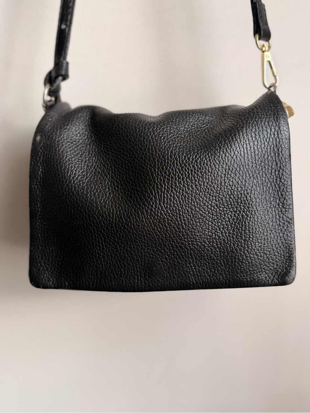 Everyday Black Pebble Leather Crossbody Bag